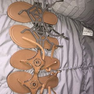 2 pairs of sandals together